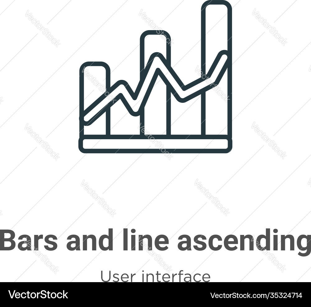 Bars and line ascending data analytics outline Vector Image