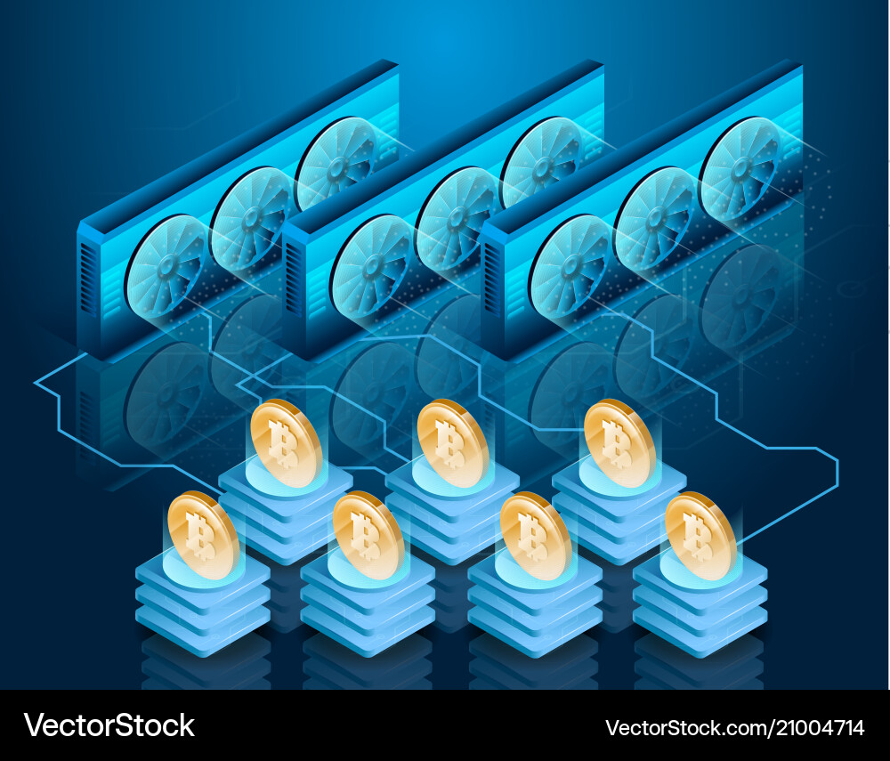 Bitcoin Server Farm Blockchain Mining vector image
