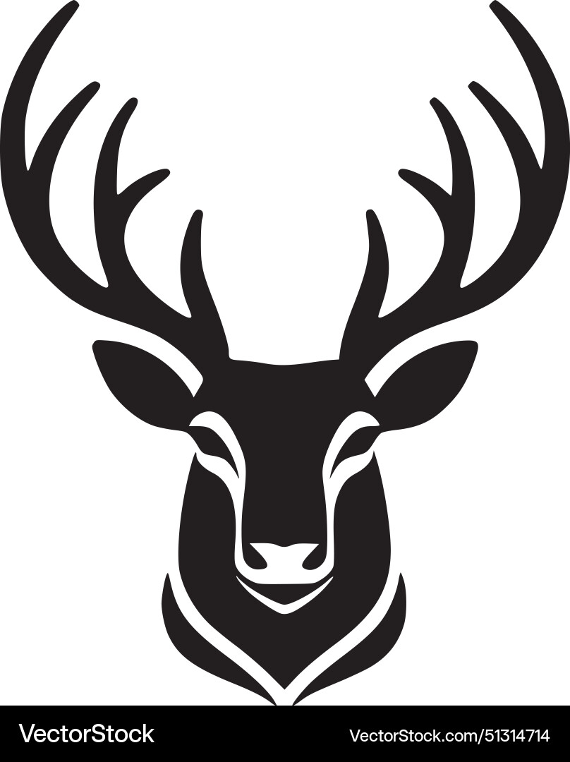 Black and White Deer Silhouette Vector Image