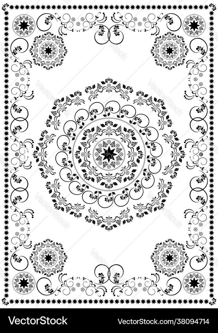 Black frame with calligraphy pattern in on white Vector Image