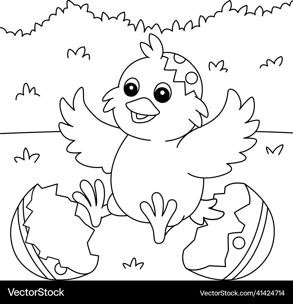 Cute Chick Pop Out of Easter Egg Vector Image