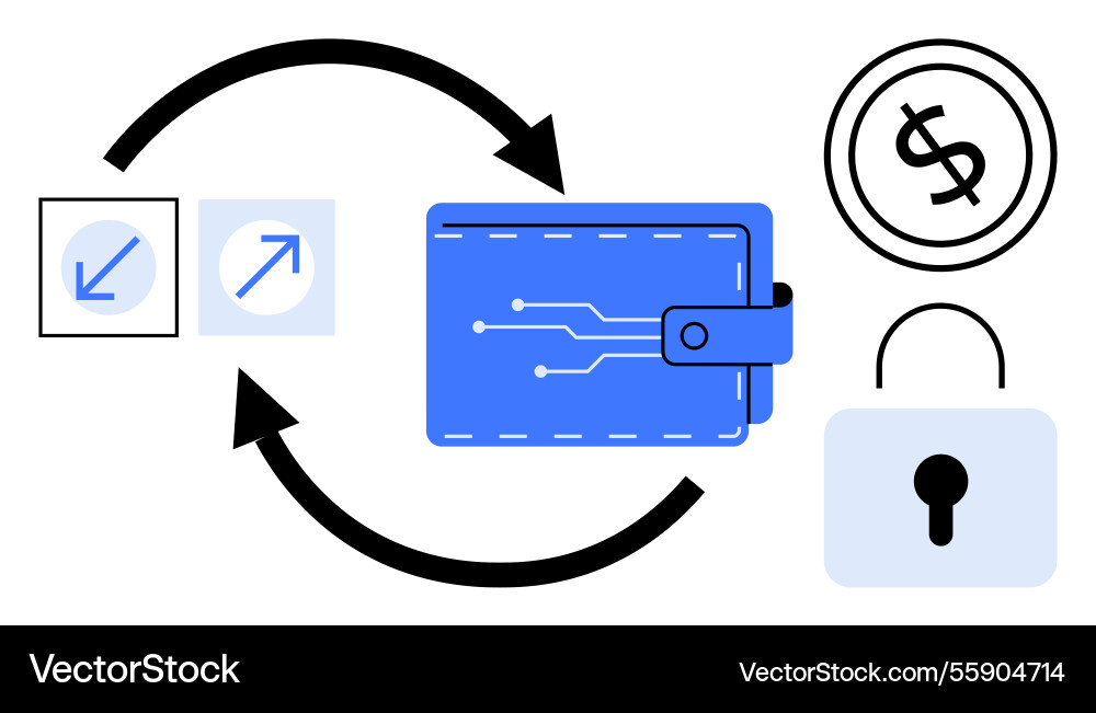 Digital wallet with circuit design and security Digital wallet with circuit design and security vector image