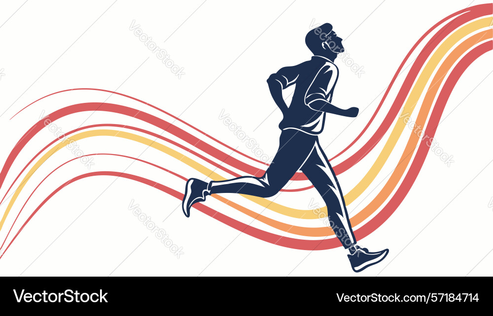 Dynamic male runner with abstract speed lines Vector Image