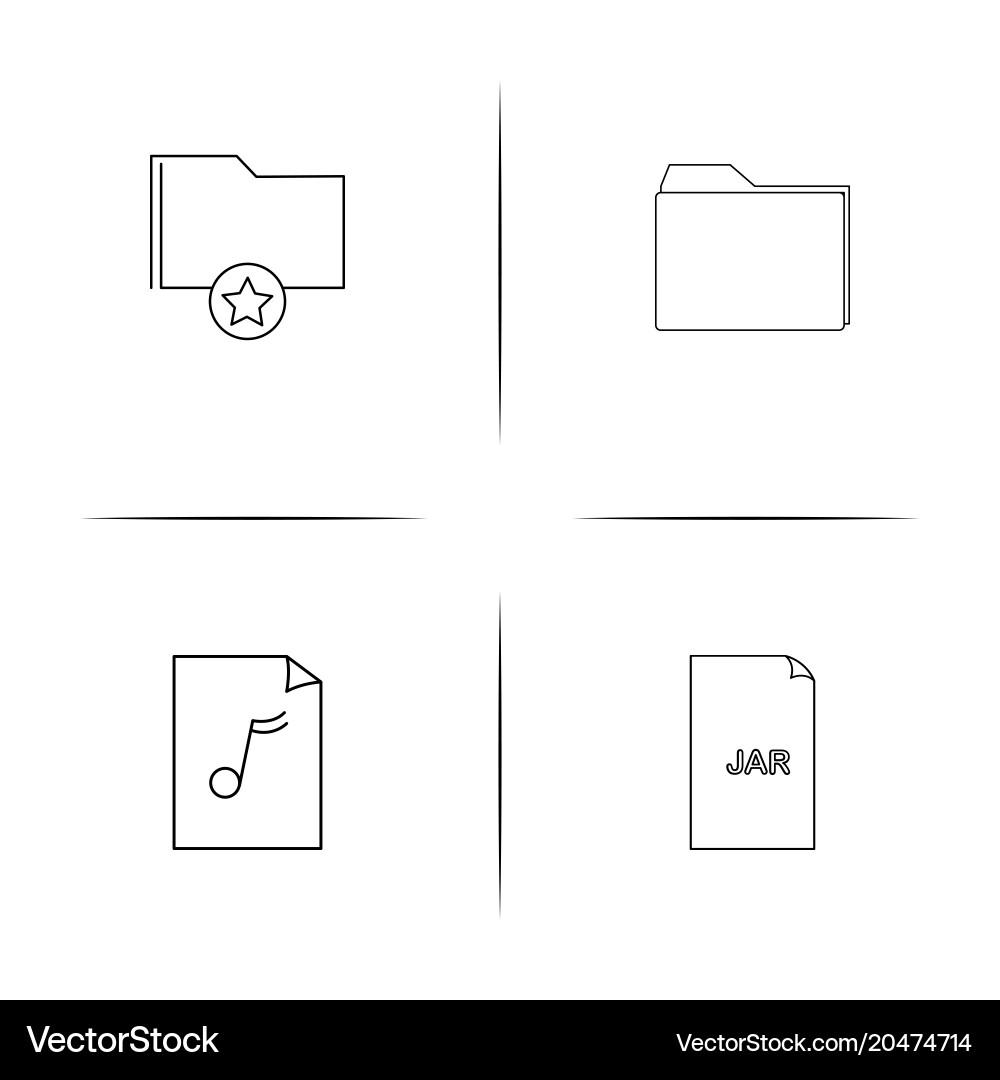 Files and folders sign simple linear icons set Vector Image