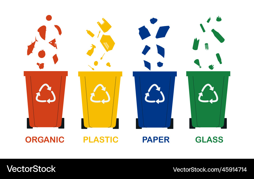 Garbage sorting set Garbage sorting set vector image