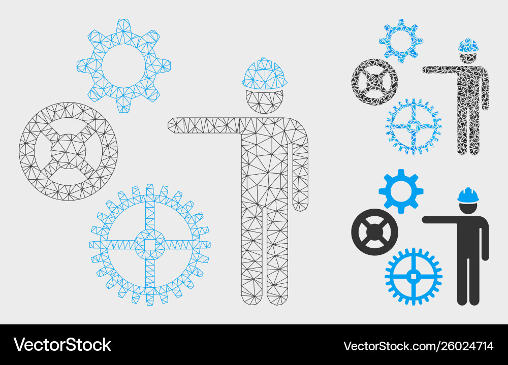 Gears mechanics presentation mesh network Gears mechanics presentation mesh network vector image