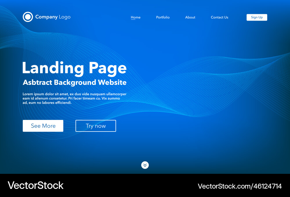 Gradient abstract wave background landing page Gradient abstract wave background landing page vector image