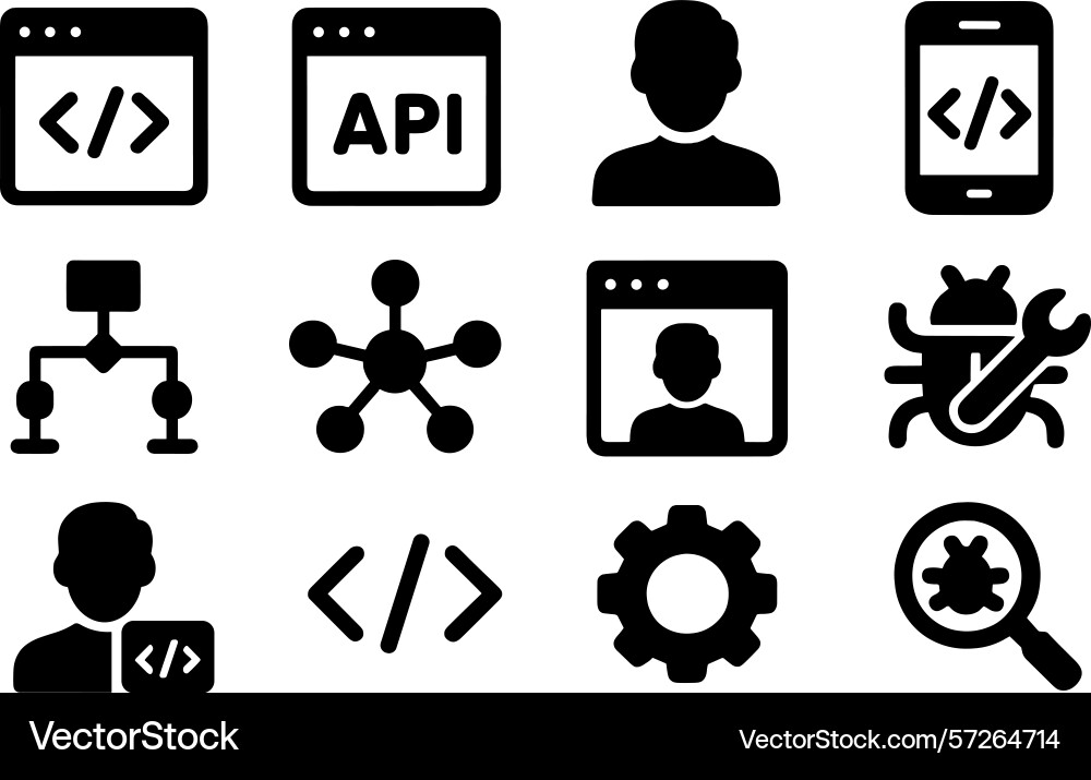 Icons representing programming concepts Icons representing programming concepts vector image
