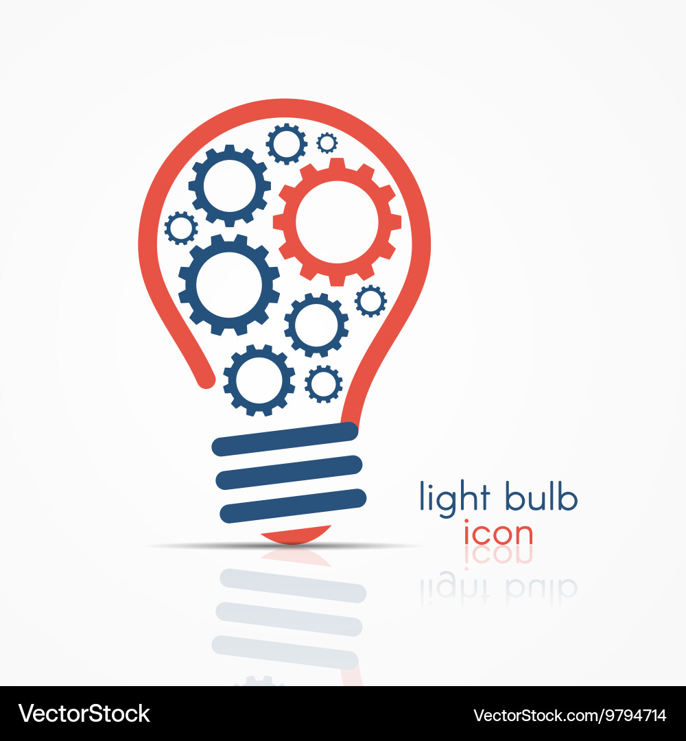 Light bulb idea icon with gears inside vector image
