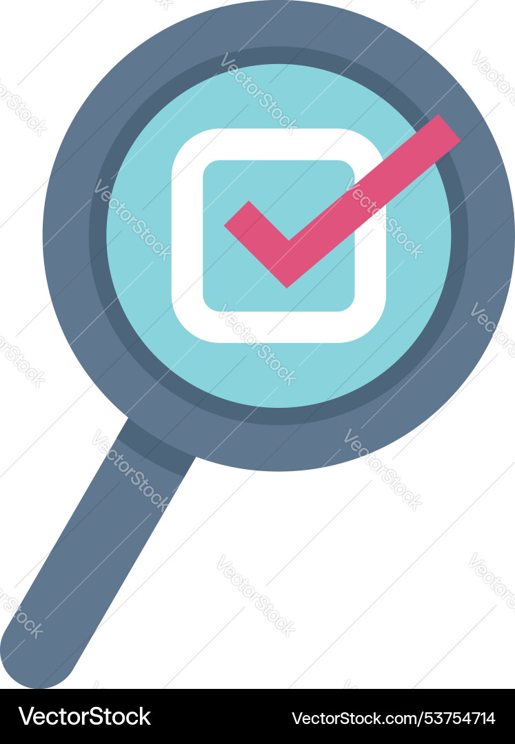 Magnifying glass zooming in on checked checkbox Magnifying glass zooming in on checked checkbox vector image
