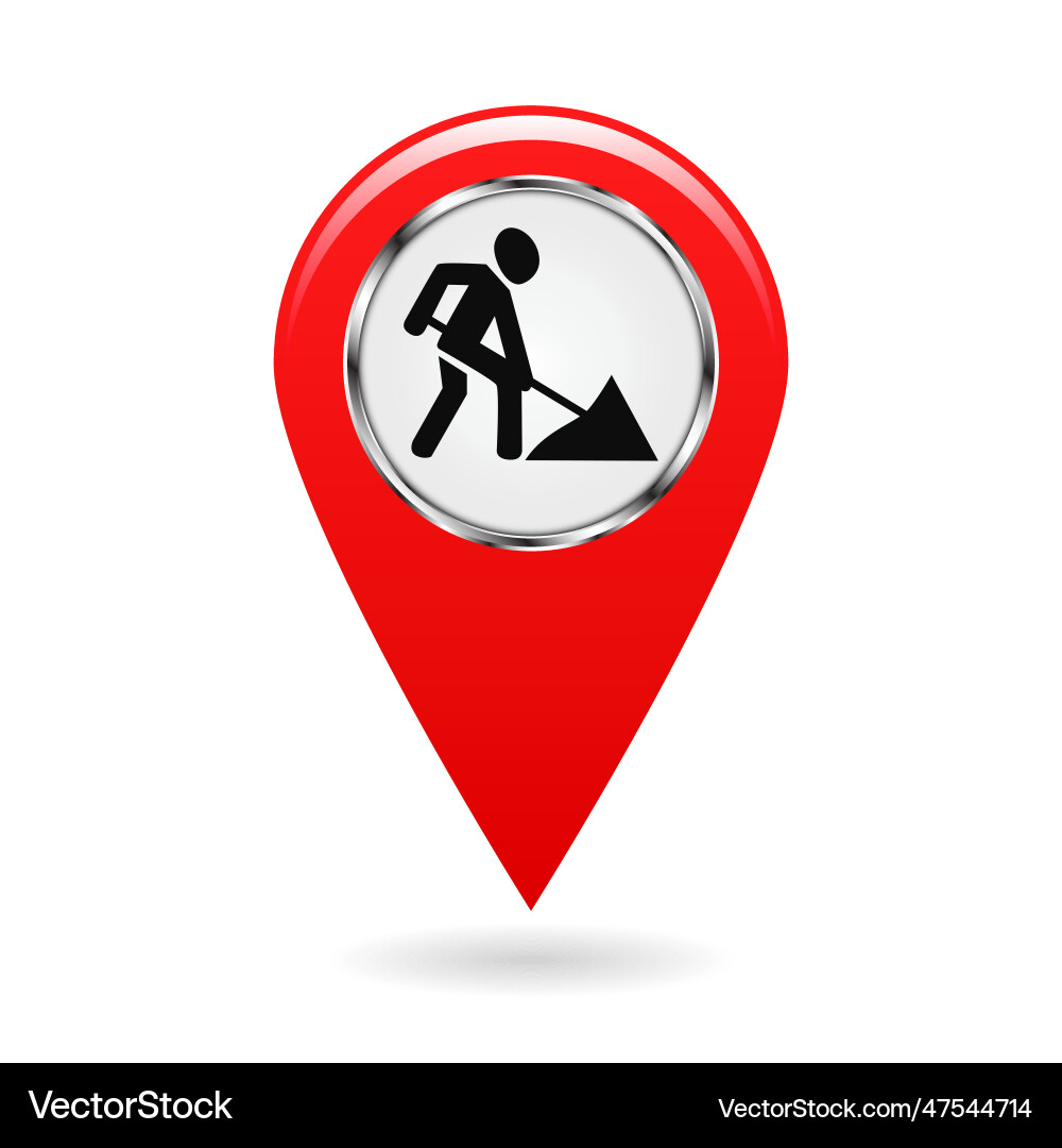 Map pointer indicator of repairs and emergency Map pointer indicator of repairs and emergency vector image