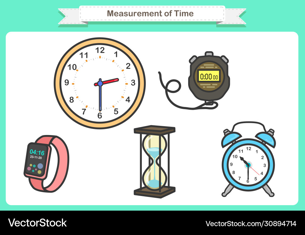 Measurement time objects such as alarm clock Vector Image