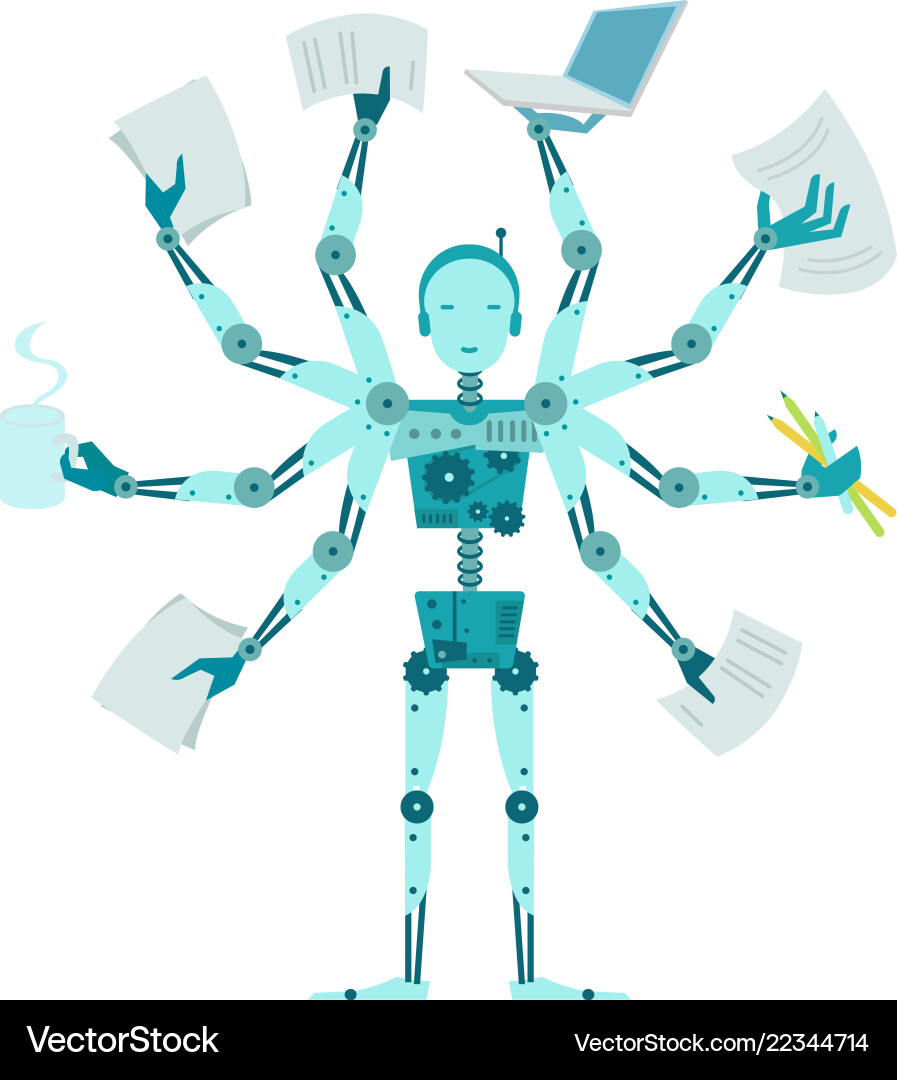 Multilimbed robot office multifunctional Multilimbed robot office multifunctional Vector Image