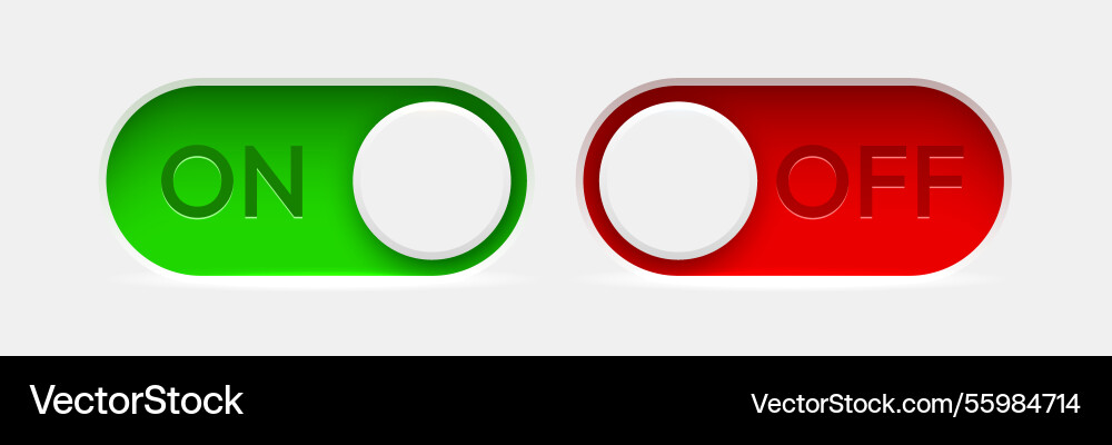 On and off toggle switch buttons material design On and off toggle switch buttons material design vector image