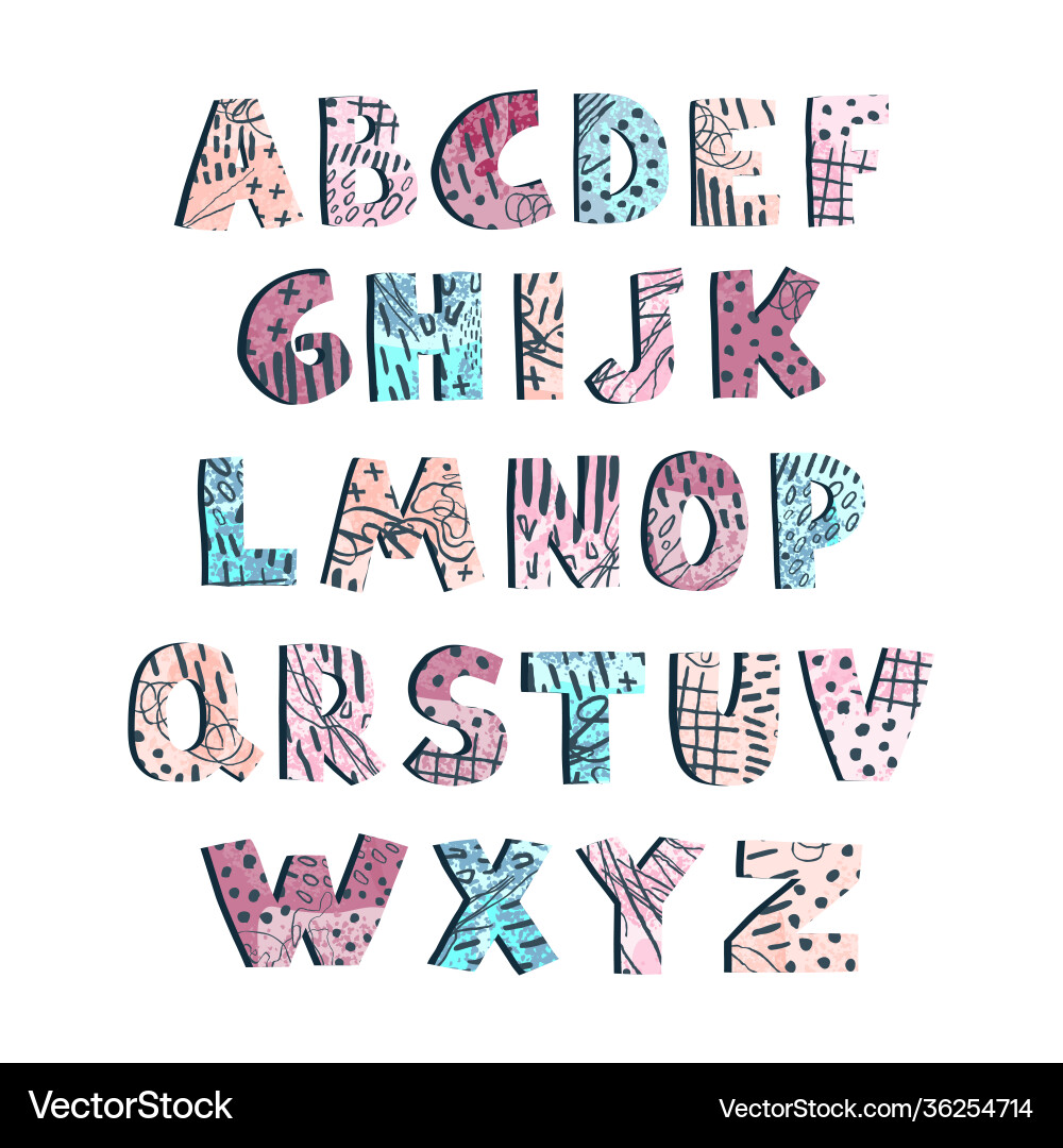 Positive colorful alphabet for children isolated vector image