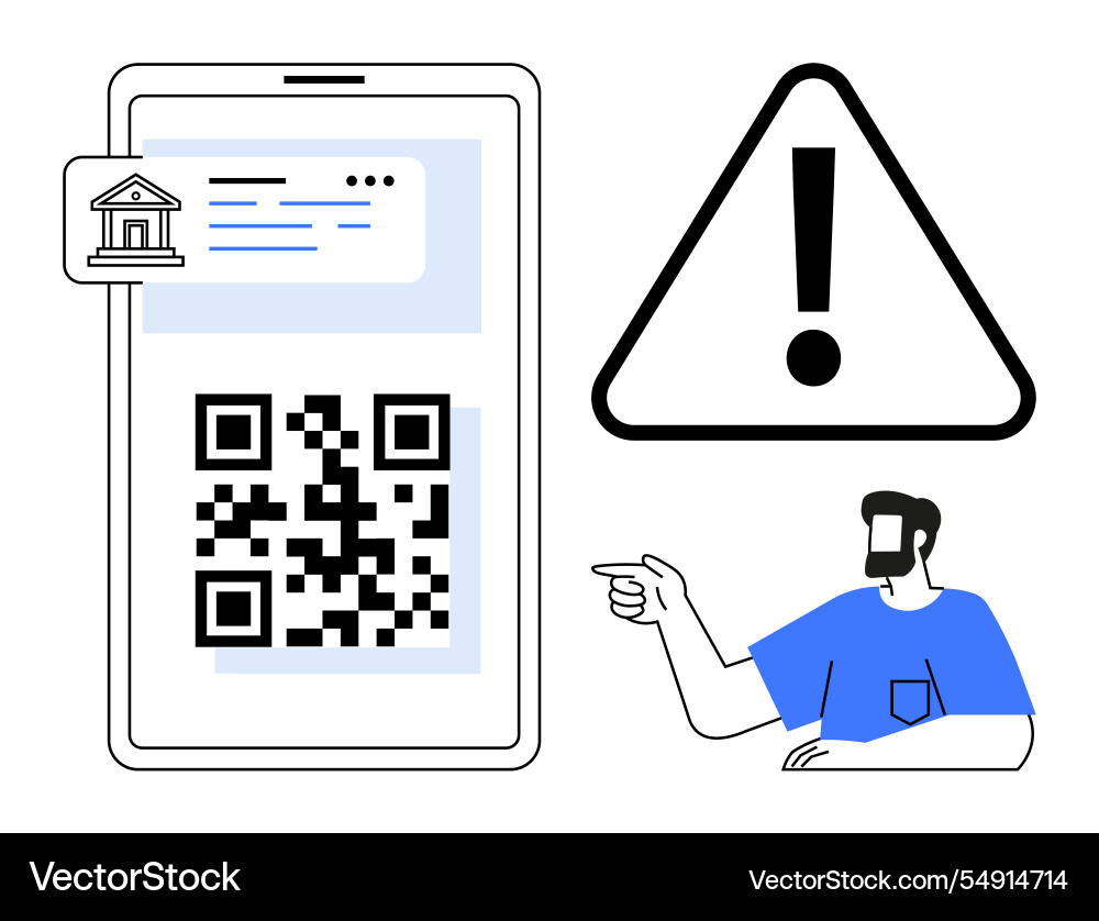 Qr code on smartphone with banking notification vector image