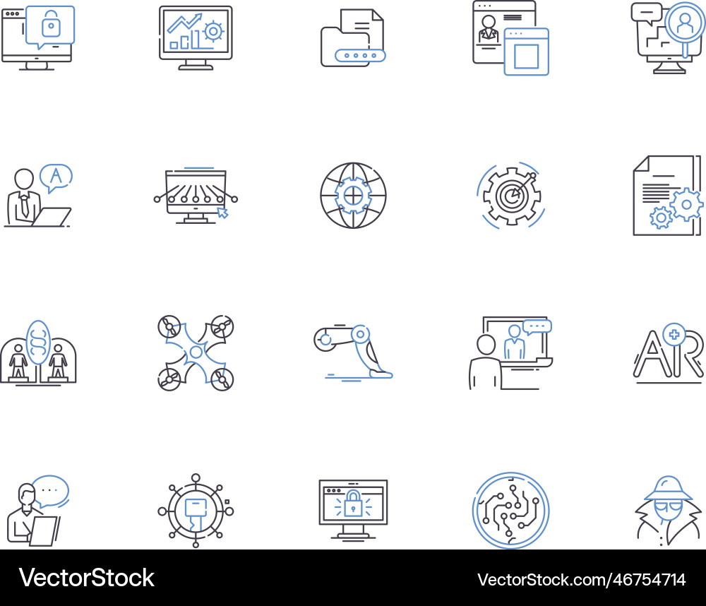 Server outline icons collection hosting Server outline icons collection hosting vector image