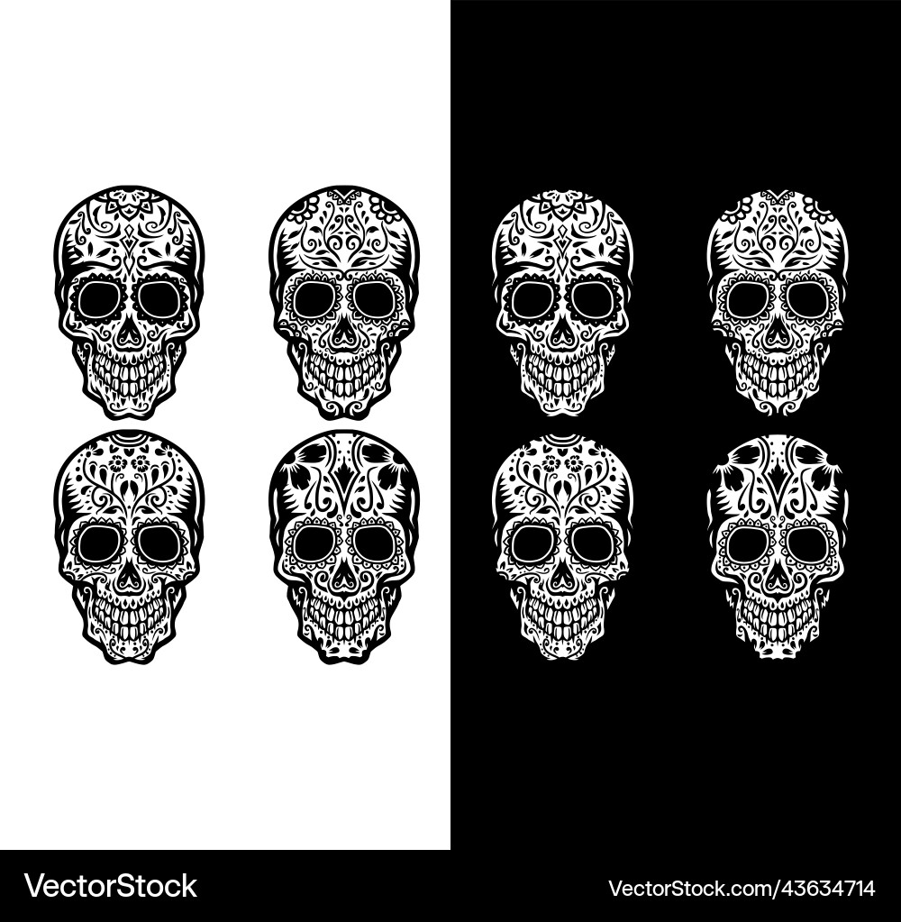 Set of sugar skull Set of sugar skull Vector Image