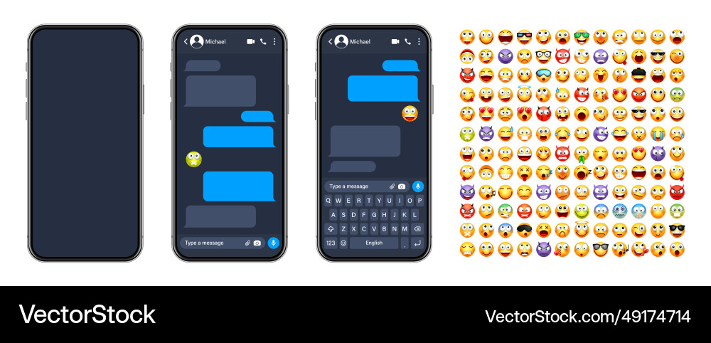Smartphone messaging app user interface Smartphone messaging app user interface Vector Image