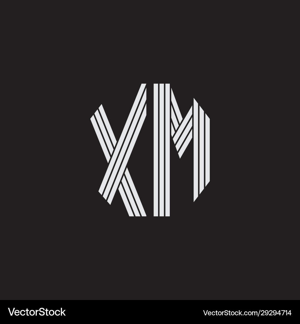 Xm logo monogram with outline style linked Xm logo monogram with outline style linked vector image