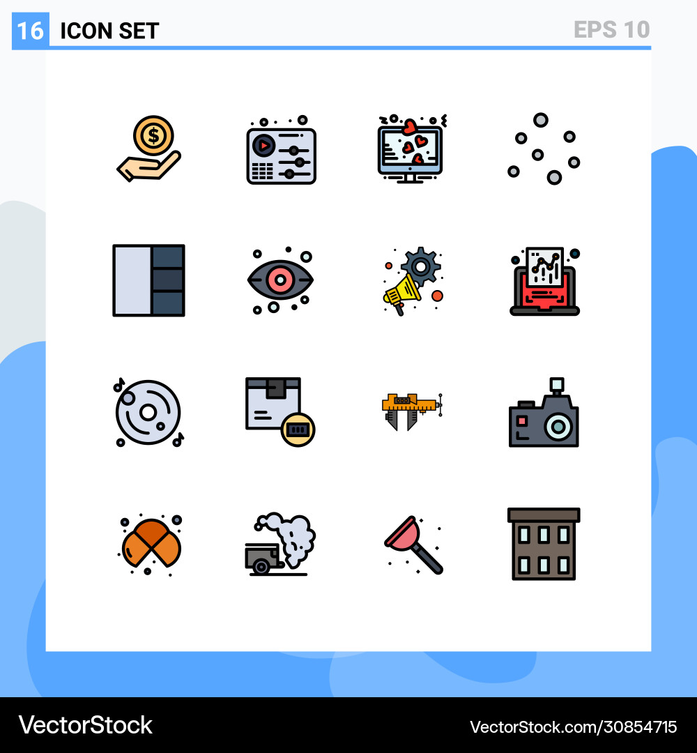 16 user interface flat color filled line pack Vector Image