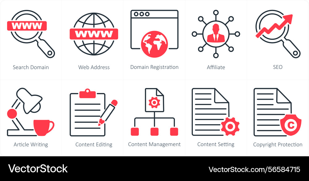 A set of 10 seo icons as search domain web Vector Image