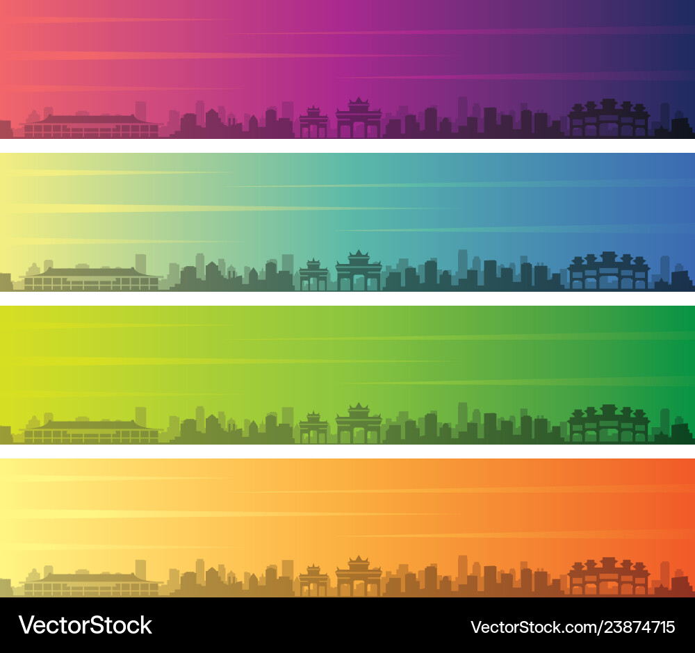 Colorful Zhuhai Skyline Gradient Banner vector image