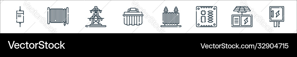 Electrician tools and line icons linear set Electrician tools and line icons linear set vector image