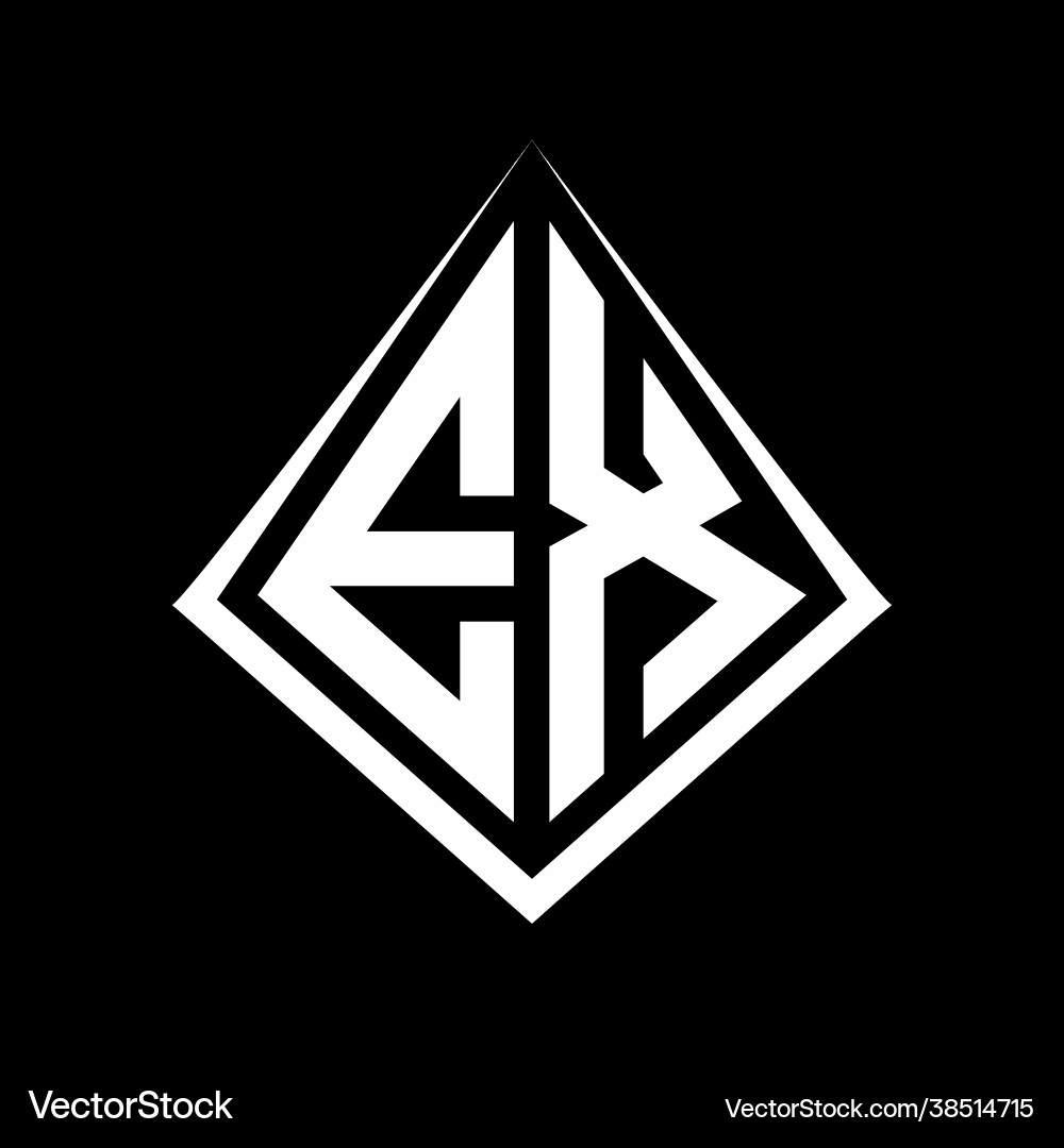 Ex logo letters monogram with prisma shape design Ex logo letters monogram with prisma shape design Vector Image