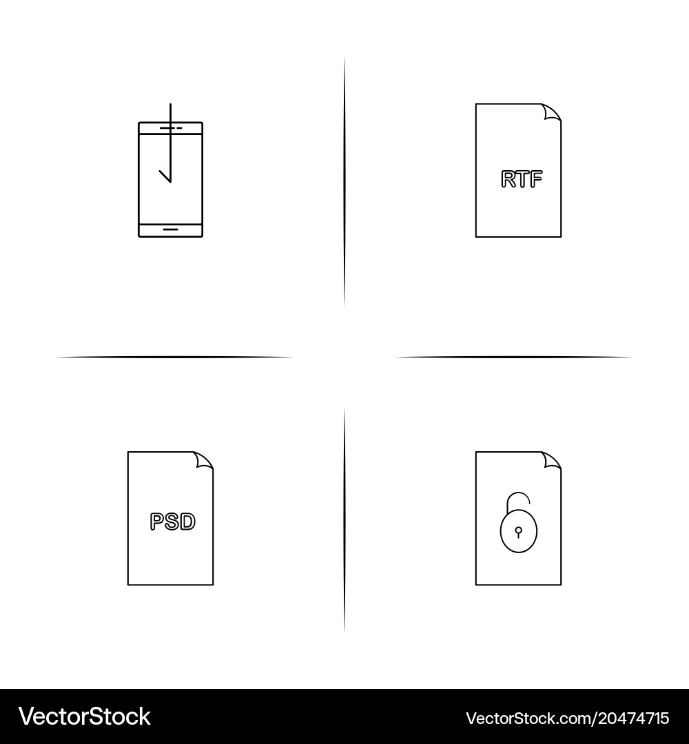 Files and folders sign simple linear icons set vector image
