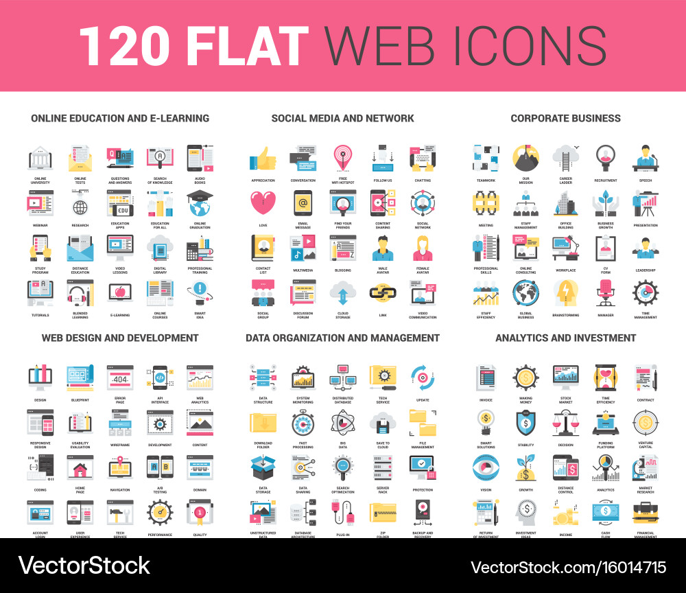 Flat web icons vector image