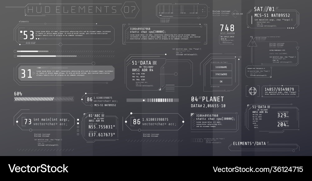 Futuristic Data HUD Text Elements vector image