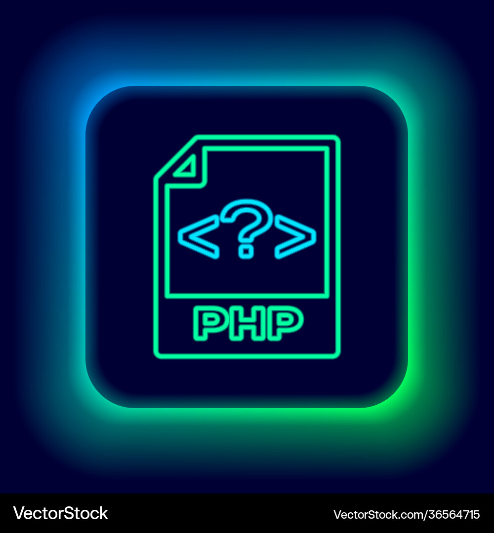 Glowing neon line php file document download Vector Image