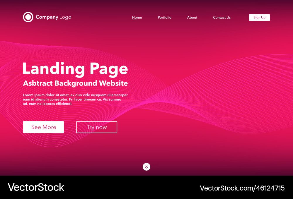 Gradient abstract wave background landing page Gradient abstract wave background landing page vector image