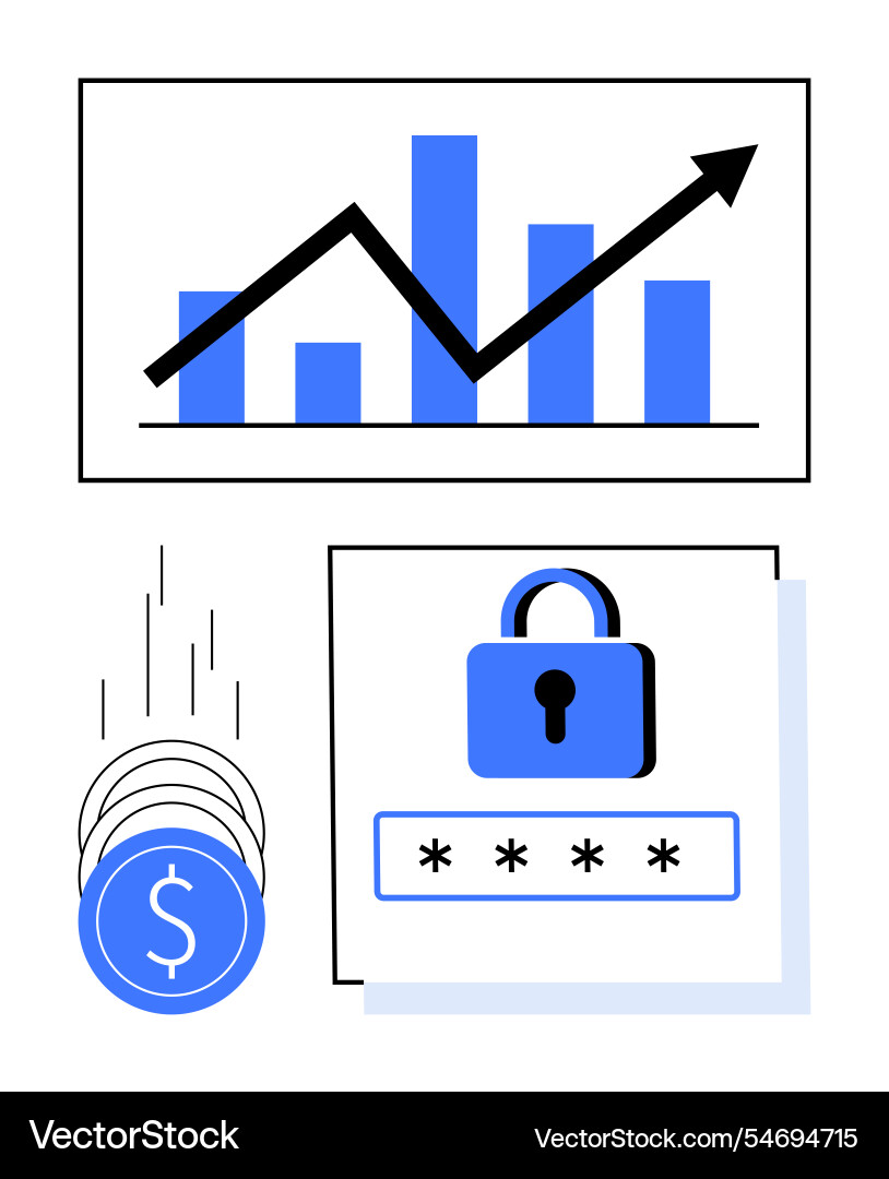 Growth and security concepts with bar graph Growth and security concepts with bar graph vector image