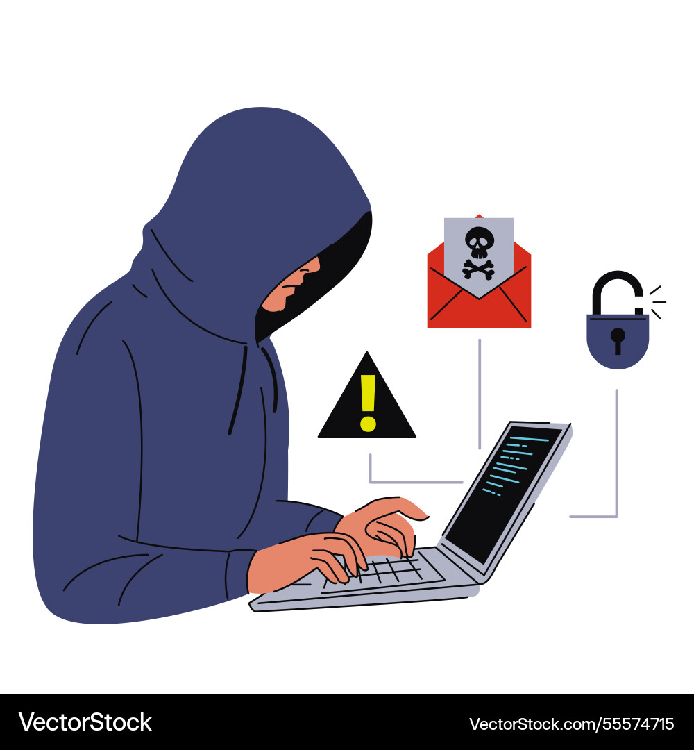 Hacker stealing personal data isolated Hacker stealing personal data isolated vector image