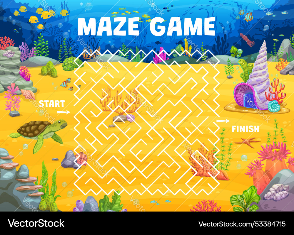 Labyrinth maze quiz game help turtle find house Labyrinth maze quiz game help turtle find house vector image