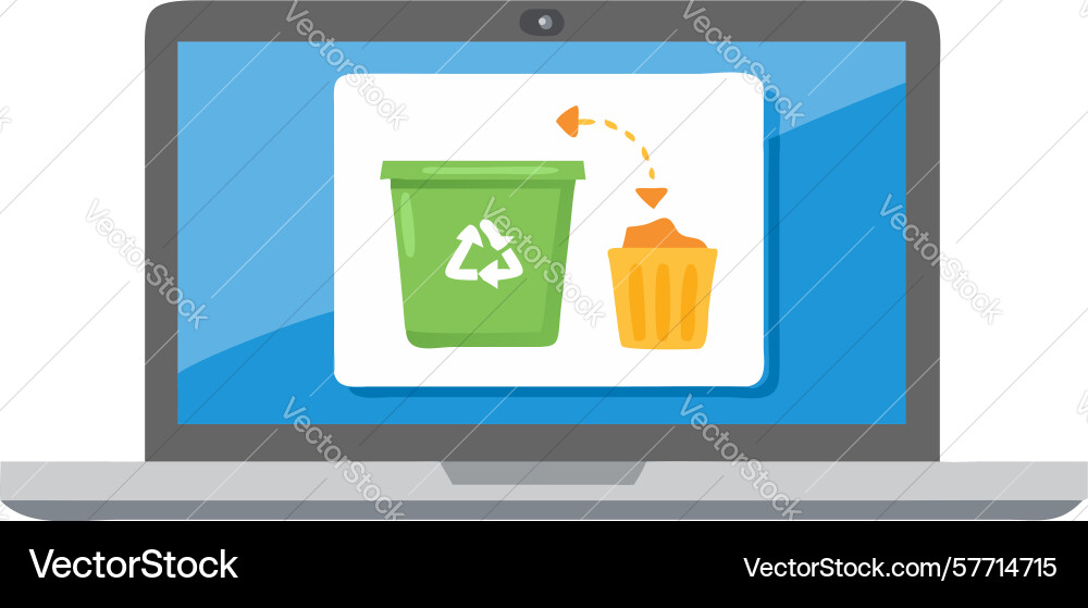 Laptop with trash can icon for data deletion vector image