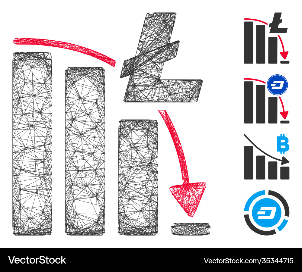 Linear litecoin epic fail chart mesh Linear litecoin epic fail chart mesh Vector Image