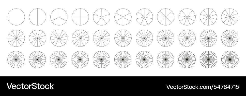 Pie pizza chart template segmented charts vector image