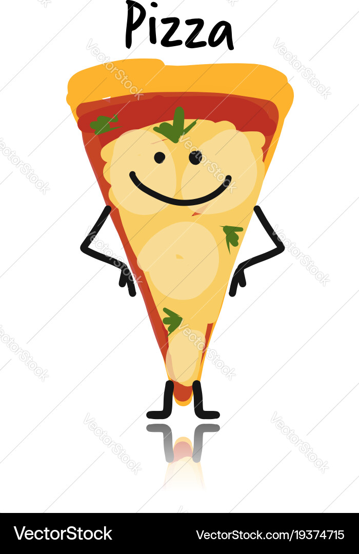 Pizza slice character sketch for your design vector image