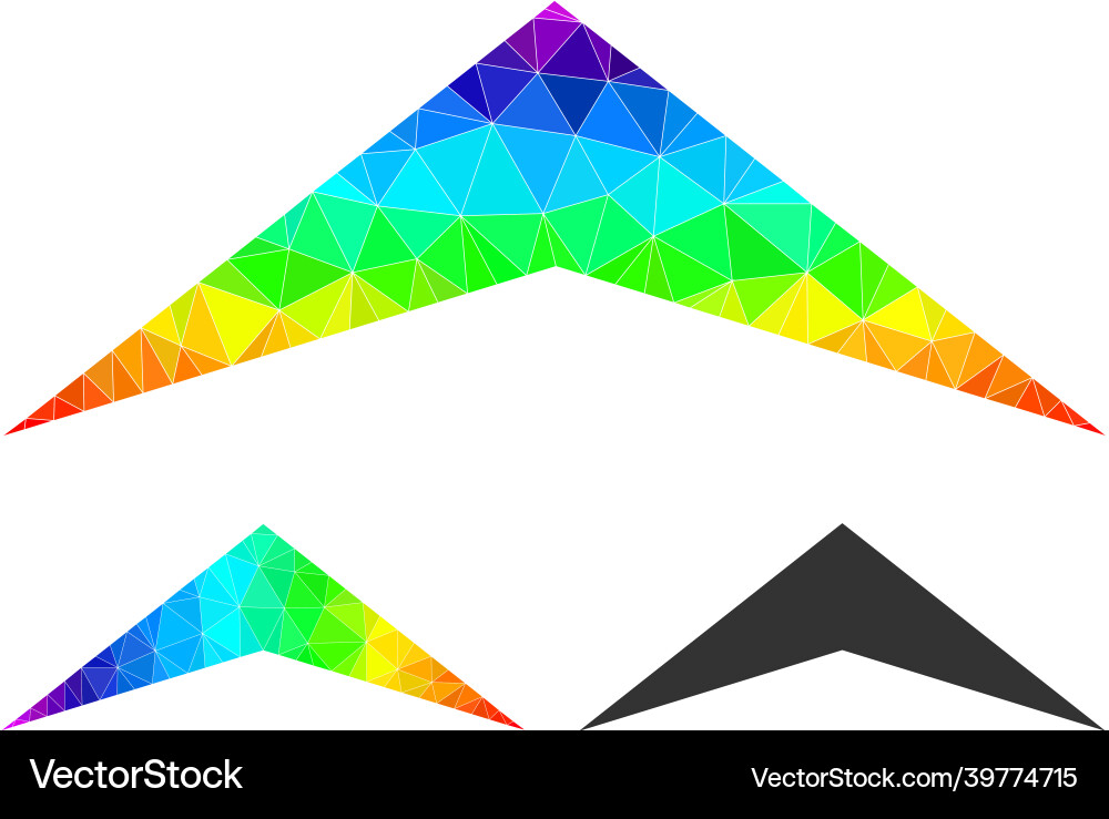 Polygonal arrowhead up icon with spectrum Polygonal arrowhead up icon with spectrum vector image