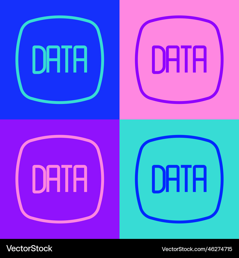 Pop art line data analysis icon isolated on color Pop art line data analysis icon isolated on color vector image