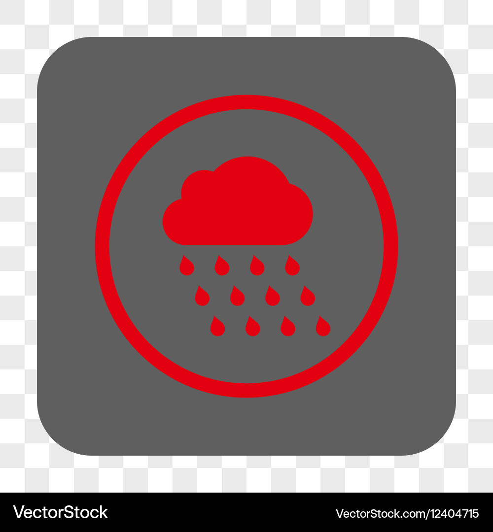 Rain cloud rounded square button vector image