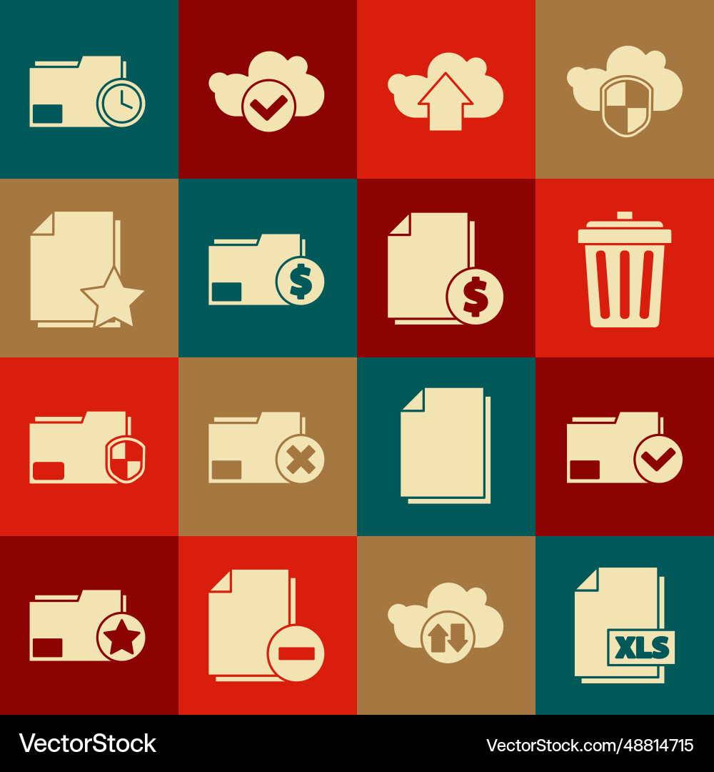 Set xls file document folder and check Set xls file document folder and check Vector Image