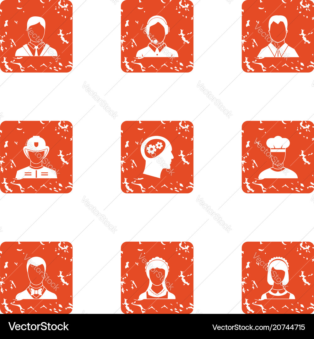 Skill character icons set grunge style Skill character icons set grunge style Vector Image