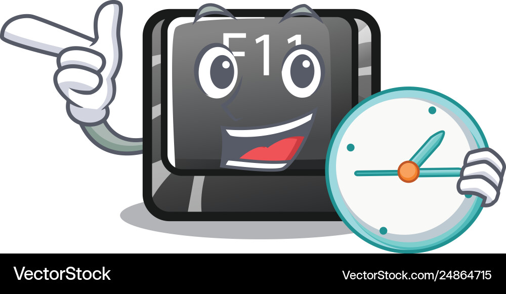With clock f11 button in character shape vector image