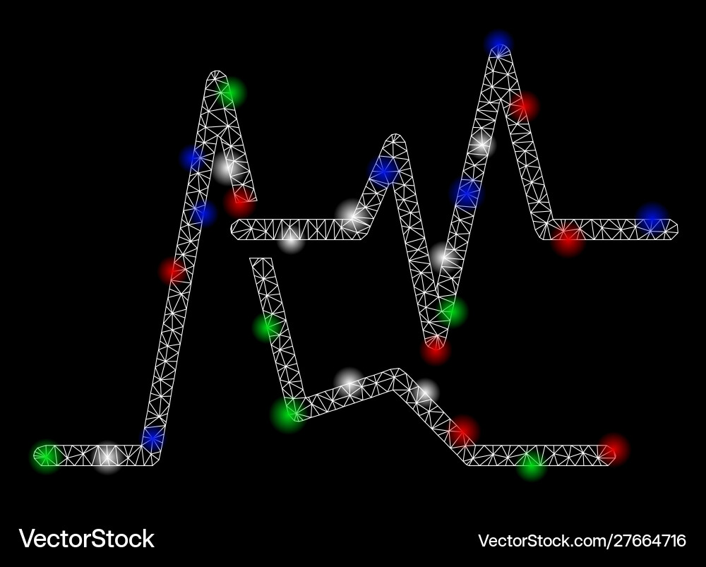 Bright mesh wire frame line graphs with light vector image