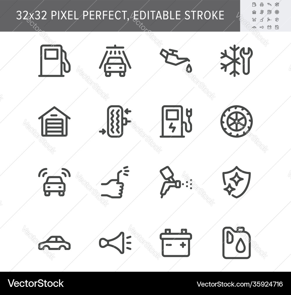 Car Service Icons - Line Art Vector Image