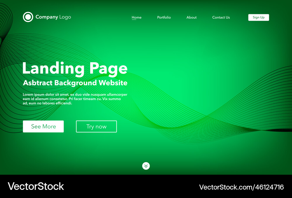 Gradient abstract wave background landing page Vector Image
